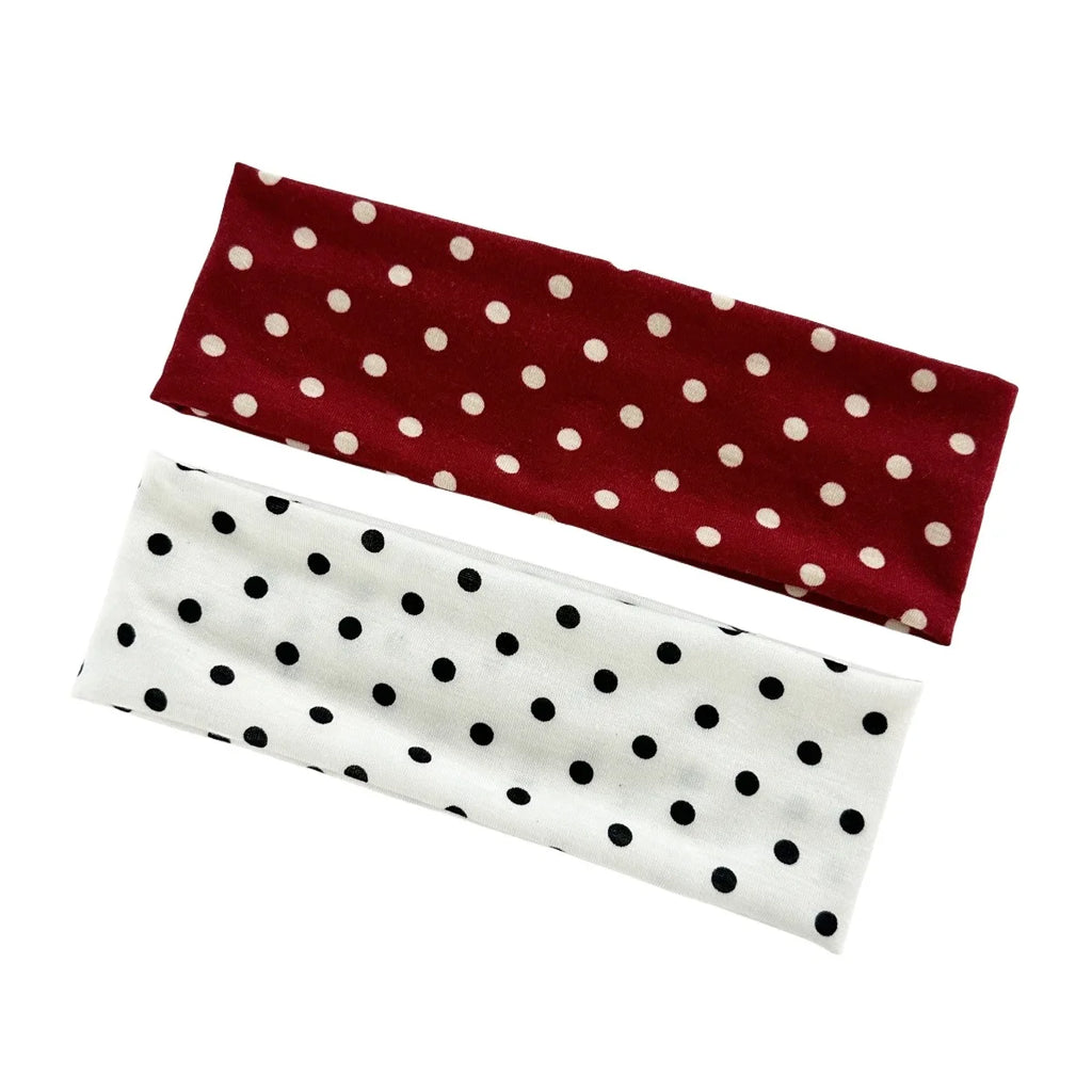 1 bandeau élastique à pois pour le yoga – Bandeau de maquillage à motif de points tendance, bandeau absorbant la transpiration pour le sport et le fitness
