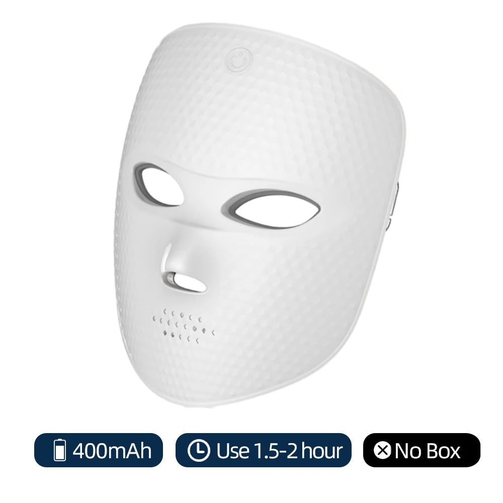 Masque facial LED7 couleurs de luminothérapie, utilisant la lumière rouge et d’autres couleurs pour aider à lutter contre les signes de l’âge, favoriser le rajeunissement de la peau et illuminer le teint. Appareil de beauté conçu pour amélioré l’apparence