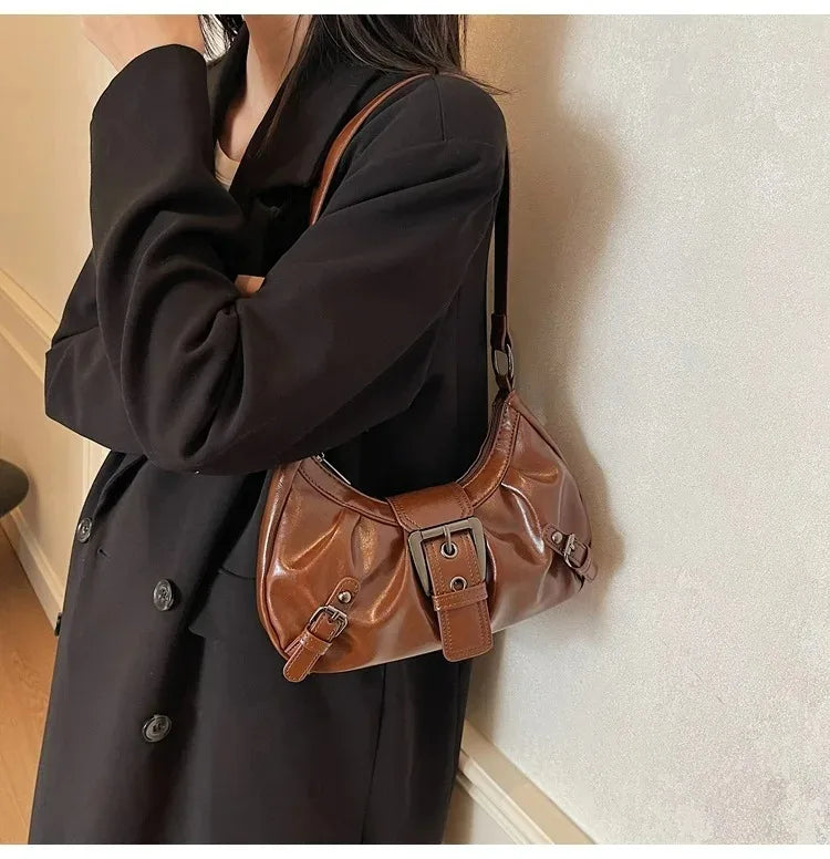 Y2K – sac à bandoulière Hobo plissé rétro pour femmes, pochette sous les bras de Style Maillard, pour voyage, travail, Shopping, offre spéciale