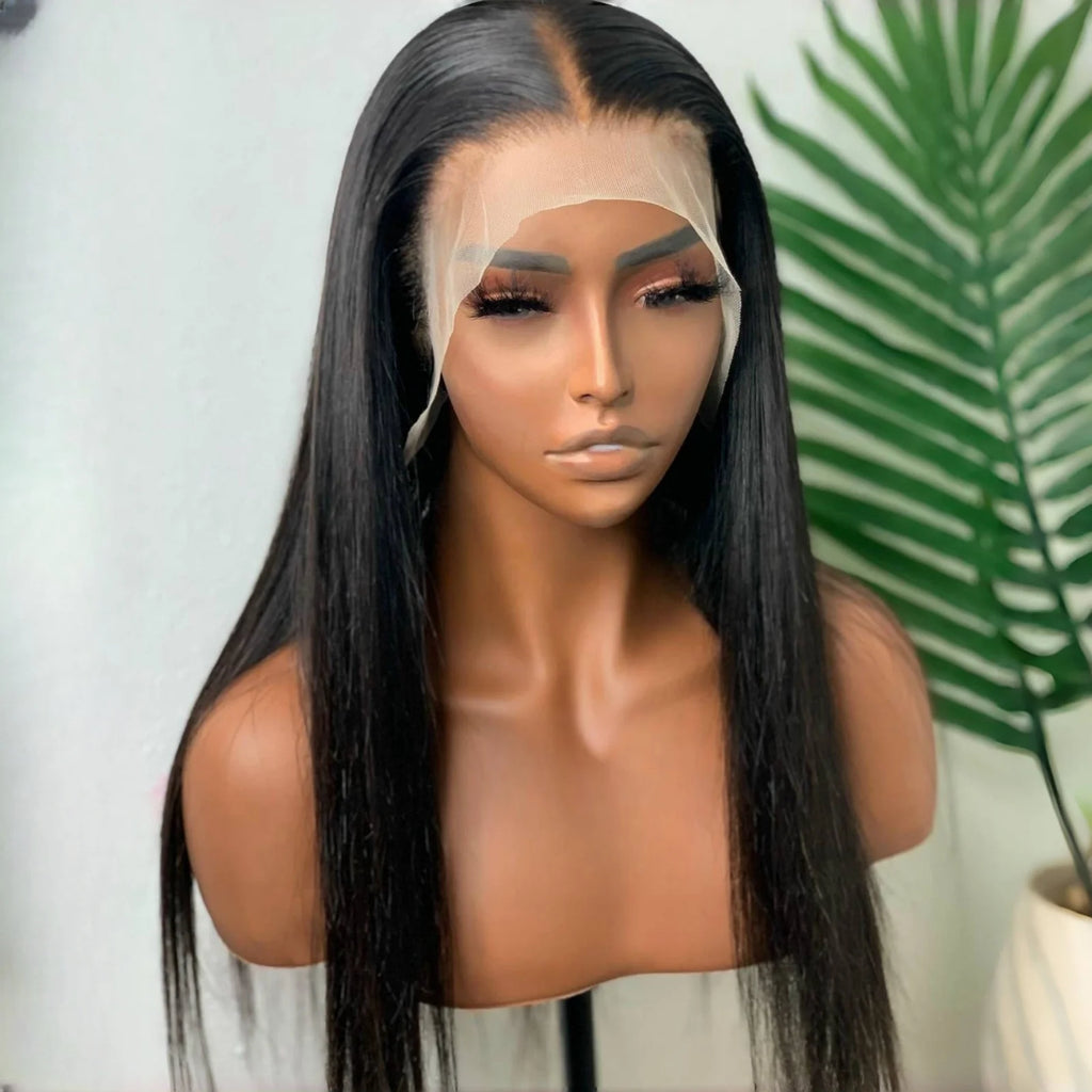 Perruque synthétique longue de couleur vert foncé avec lace frontale 13x4 pour un rendu plus naturel au niveau de la ligne des cheveux. Sa texture lisse et sa couleur originale apportent un style audacieux. Fabriquée en fibre résistante à la chaleur.