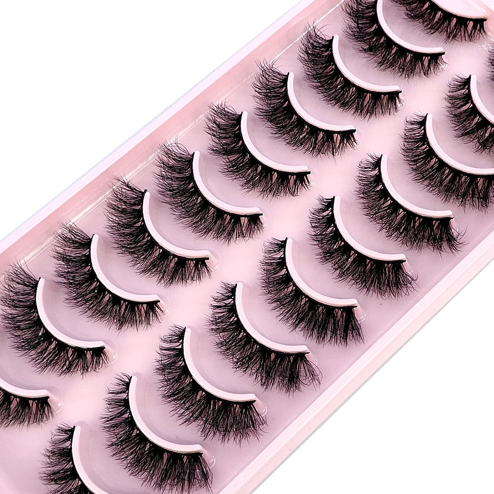 10 paires de vison croisée simulation handmade false cils cils maquillage nude naturel 3D yeux bouclés en désordre