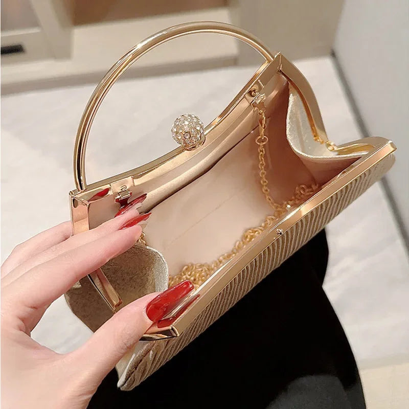 Sac à main de soirée plissé pour femmes, pochette de jour à paillettes avec poignée supérieure, sac à Clip pour dîner de mariage, bourse de fête en diamant doré