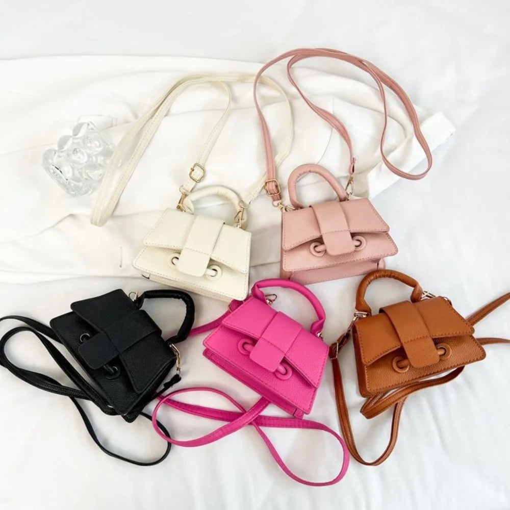Sac en cuir PU de haute qualité, couleur unie, avec boucle, sac carré, sac bandoulière