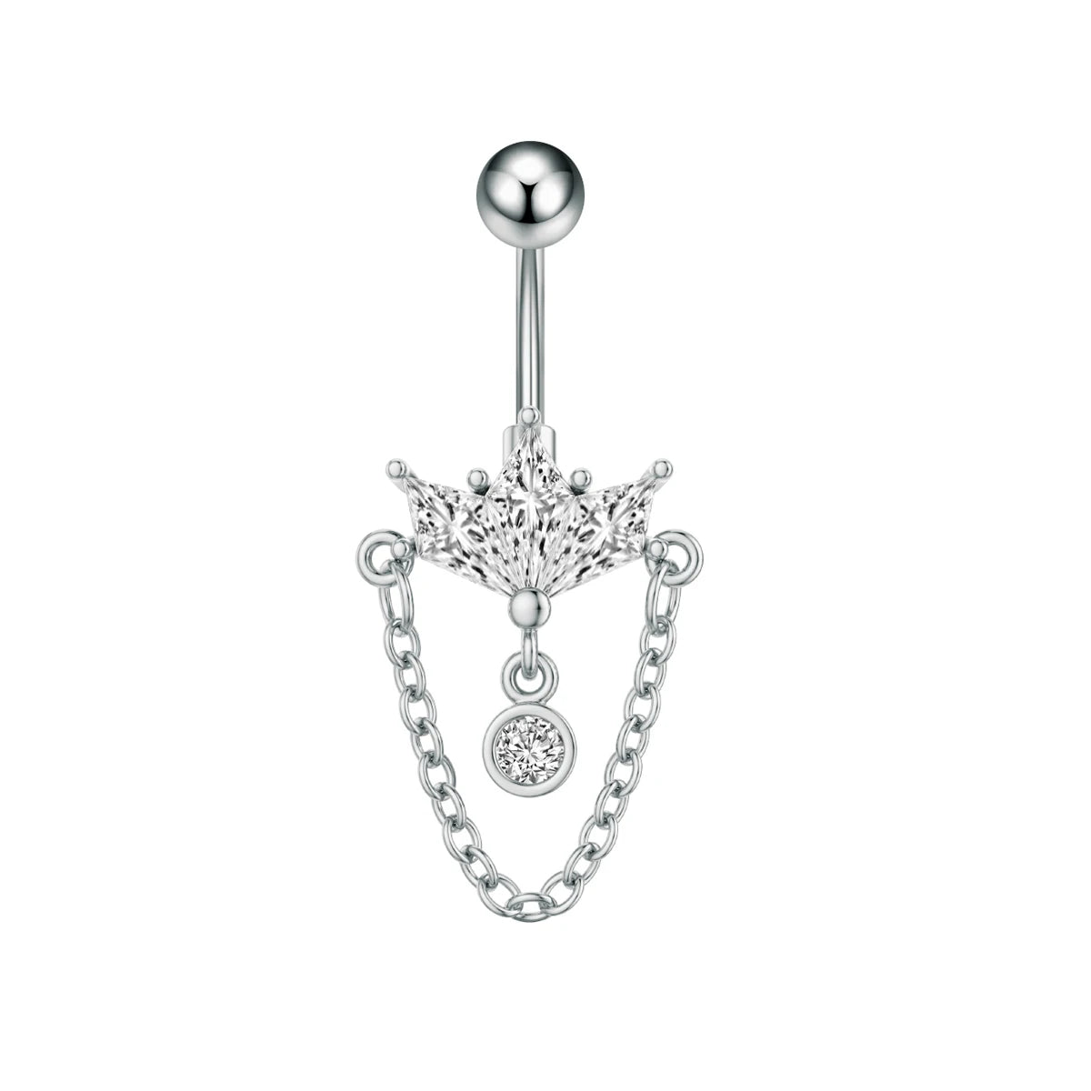 Anneaux de nombril incurvés 14G, cristaux CZ, corps Sexy, chaînes de nombril, fleur, Piercing de ventre, Umbigo, bijoux en acier inoxydable
