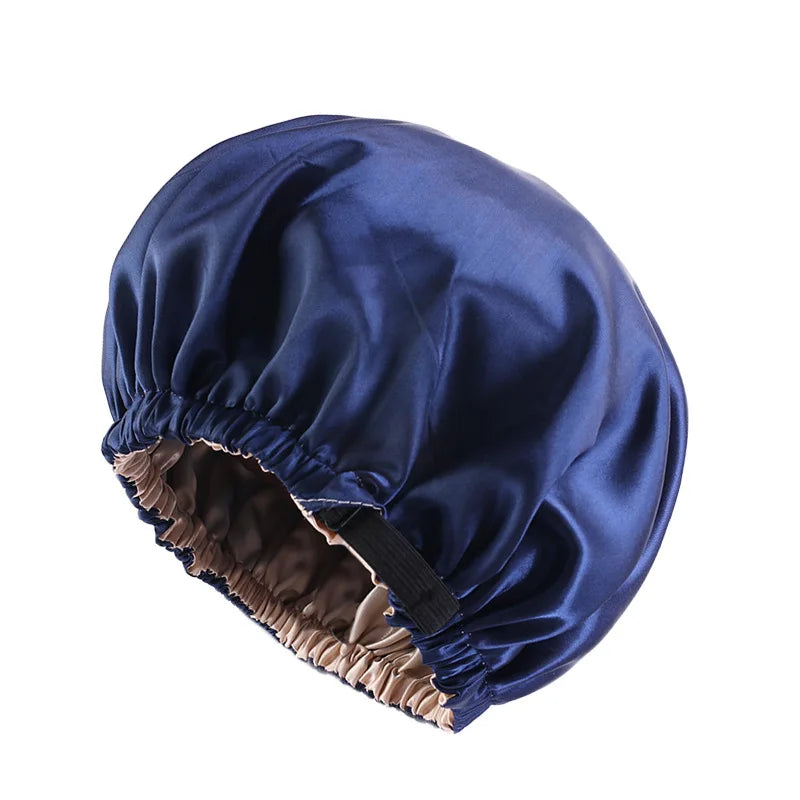 Bonnet en Satin pour dormir, Bonnet en soie réglable pour cheveux bouclés, Double couche, grand bonnet de sommeil doublé en Satin pour femmes