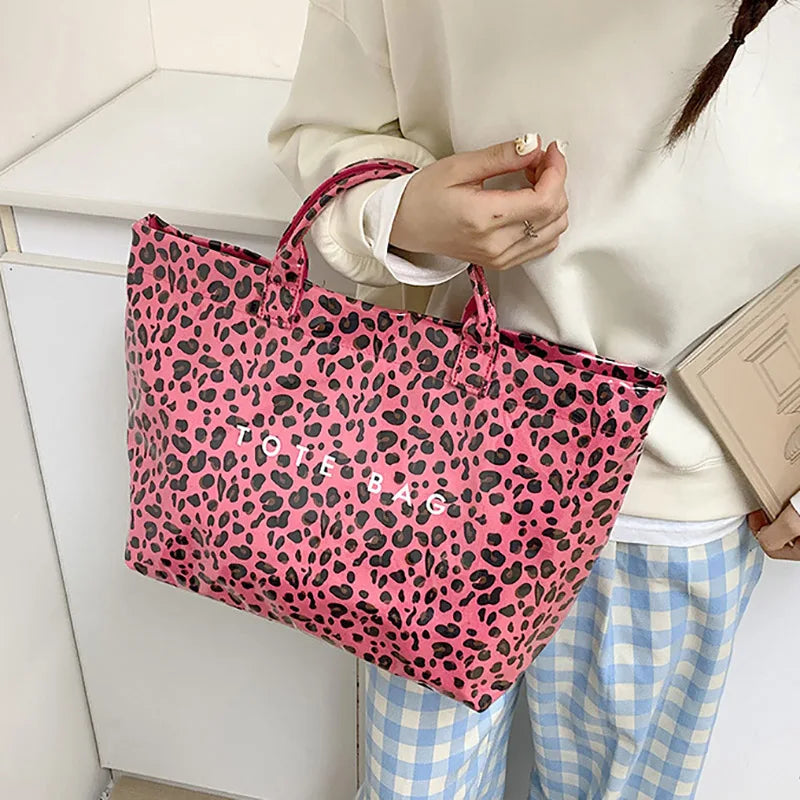 Sac fourre-tout imprimé léopard pour femmes, sacs à main américains de grande capacité en PVC, pochette de transport tendance, sacs à bandoulière décontractés pour dames, nouvelle collection 2025