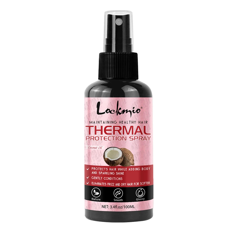 LOCKMIO Spray de protection thermique hydratant et nourrissant pour protéger les cheveux, réparation des dommages causés par la chaleur, revitalisant Anti-frisottis, produit de soins capillaires