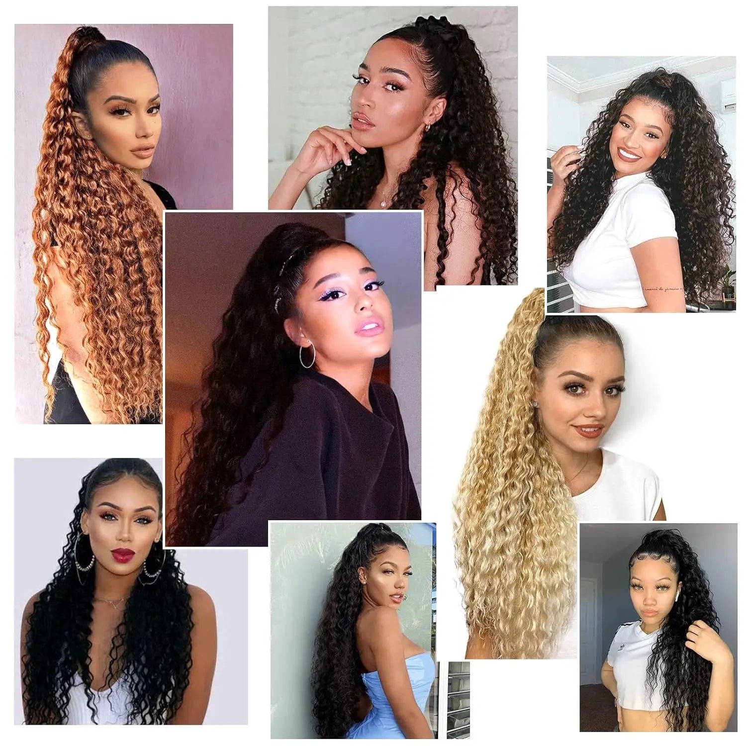 Queue de cheval à cordon de serrage Deep Wave, extensions de cheveux 100% naturels, 100g, cheveux brésiliens Remy noirs naturels, postiche avec clip