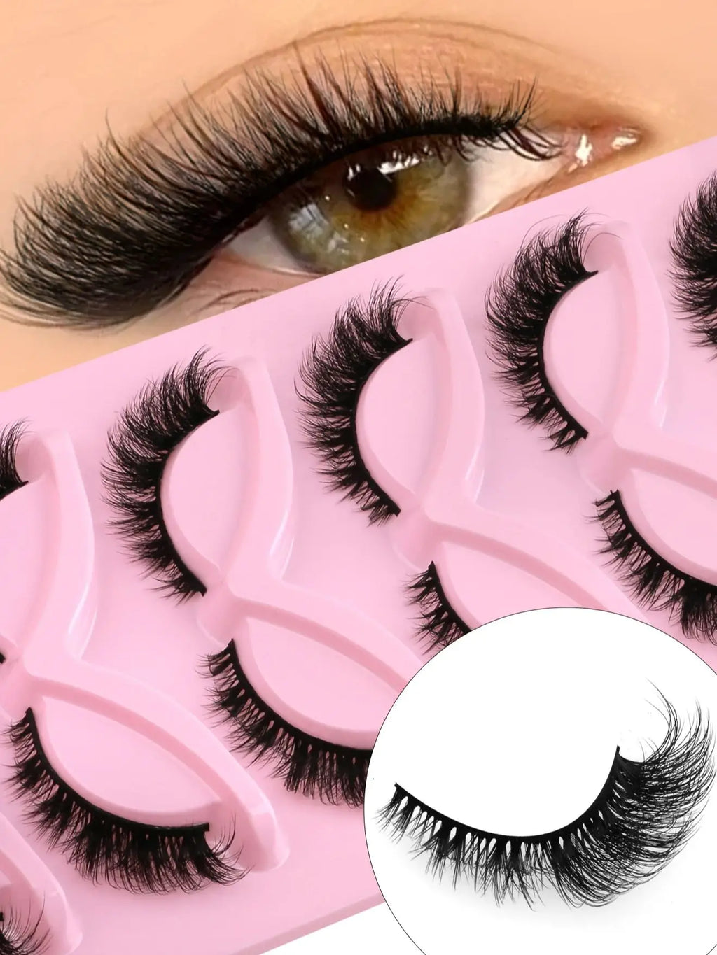 Veltrinay cils oeil de chat Faux cils naturels extrémité ailée oeil cils allongés Faux cils de vison Faux cils maquillage