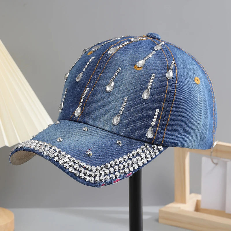Casquette de Baseball réglable et respirante en strass pour femmes, casquette de sport décontractée à paillettes, chapeau en strass