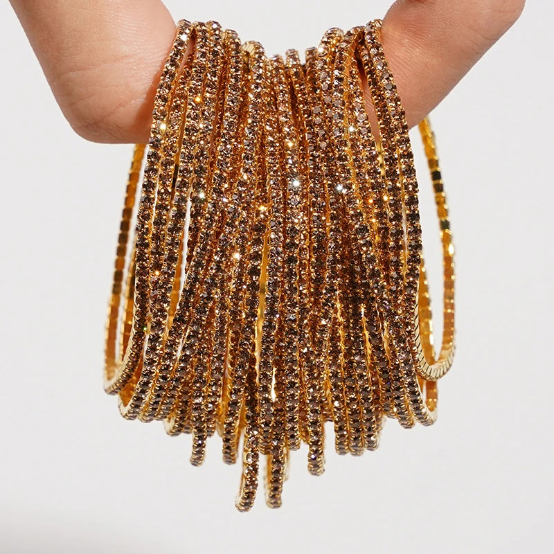 Bracelet élastique en strass et cristal pour femmes, 5 pièces, extensible, empilable, classique, bijoux quotidiens pour femmes