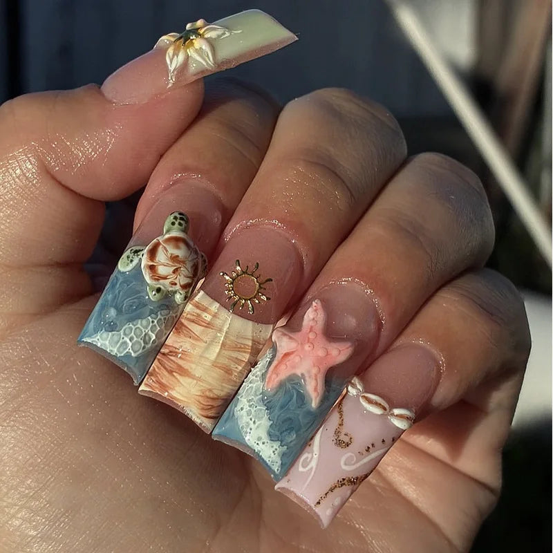Faux Ongles Longs Bruns N64.Glitter Ballet Wearable, Design Français, Presse Complète sur Nail Ins, Nail Tips Art, 24Pcs