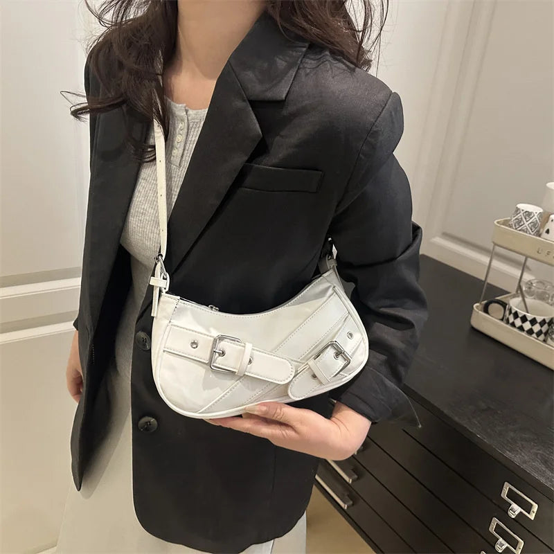 Sac à bandoulière vintage Y2K en cuir PU pour femme, petit sac bandoulière, sac sous le bras tendance pour femme, pochette et sac à main