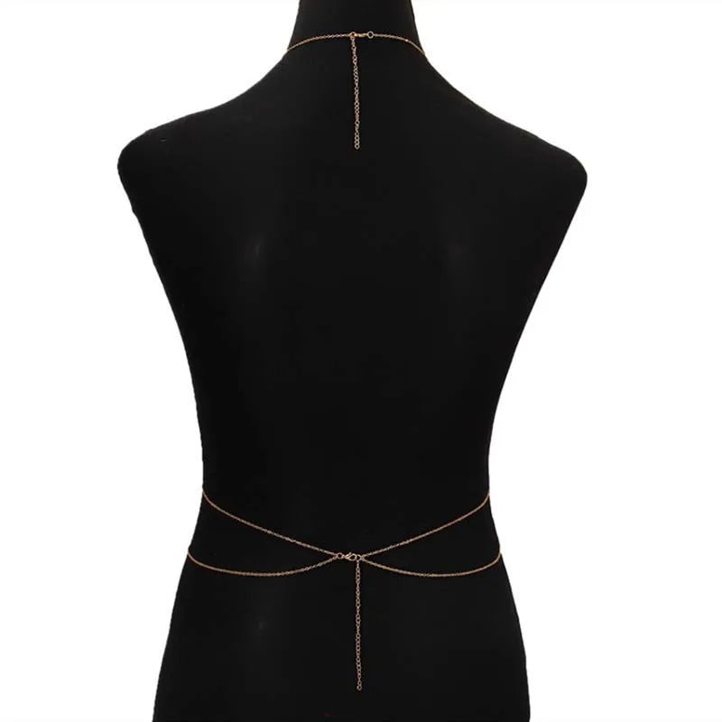 Chaîne de poitrine fine Double couche couleur or pour femmes, nouvelle chaîne Simple en métal brillant, chaîne de taille, Bikini, bijoux de corps, cadeaux