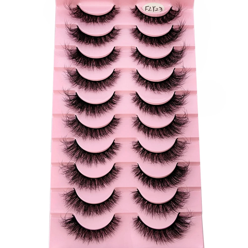 10 paires de vison croisée simulation handmade false cils cils maquillage nude naturel 3D yeux bouclés en désordre