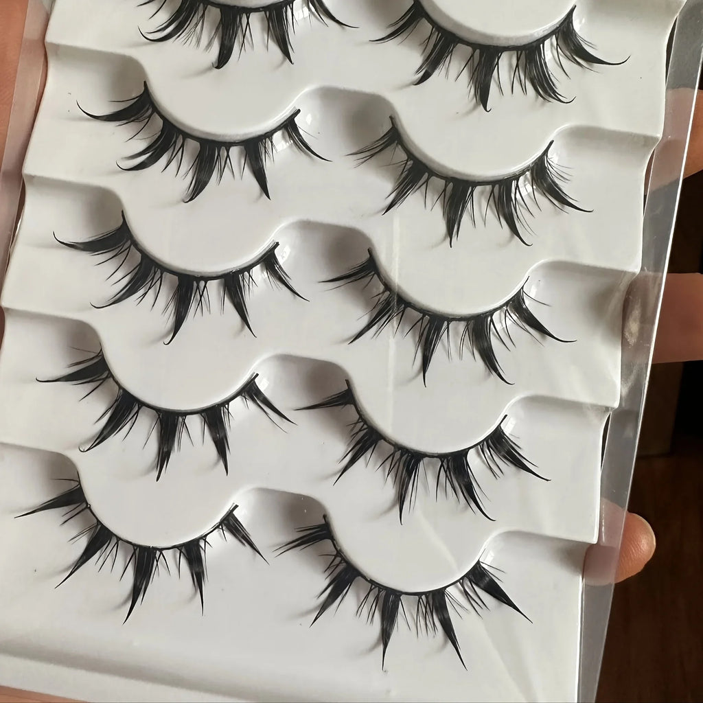 Faux cils d'inspiration d'anime, 5 paires de faux cils d'oeil de dessin animé, aspect dramatique, style démon, volumateur et allongement