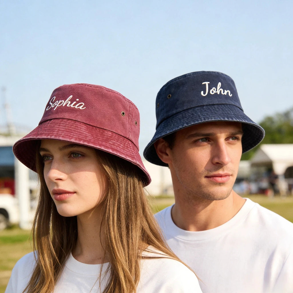 Chapeau Bob Personnalisé avec Logo Brodé, Casquette de Soleil Vintage pour l'Été et les Activités de Plein Air