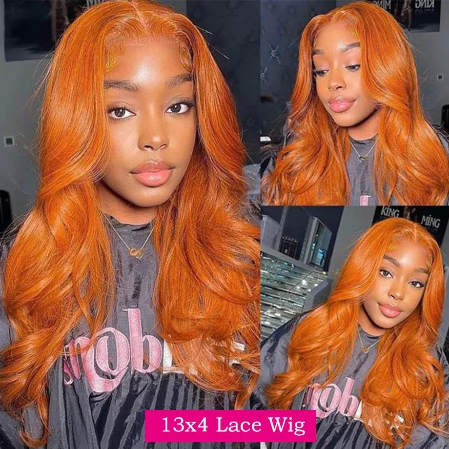 Perruque Lace Front HD 40 pouces 350Ginger Body Wave 13x4 13x6 en cheveux humains colorés pour femmes, pré-épilée, densité 250%