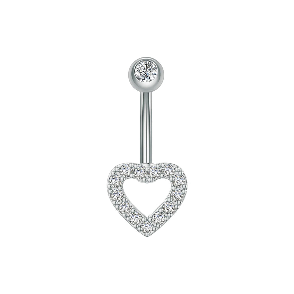 Anneaux de nombril incurvés 14G, cristaux CZ, corps Sexy, chaînes de nombril, fleur, Piercing de ventre, Umbigo, bijoux en acier inoxydable