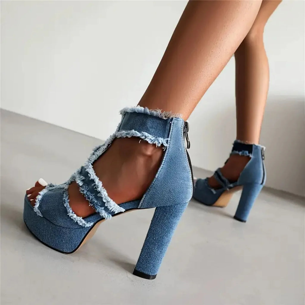 Peep Parker-Sandales à plateforme à talons hauts pour femmes, chaussures d'extérieur confortables, mode de créateur, nouveau, été