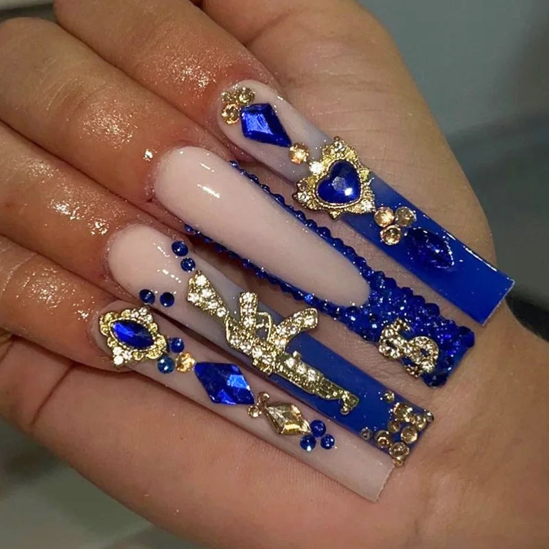 Faux Ongles Longs Bruns N64.Glitter Ballet Wearable, Design Français, Presse Complète sur Nail Ins, Nail Tips Art, 24Pcs