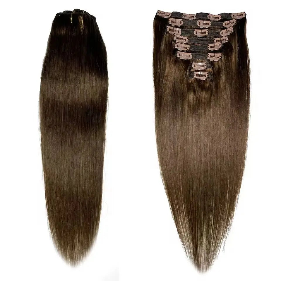 120G 8 pièces/ensembles pince dans les Extensions de cheveux cheveux humains 10 à 26 pouces brésilien Remy cheveux raides naturel noir 4 613 couleur pour les femmes