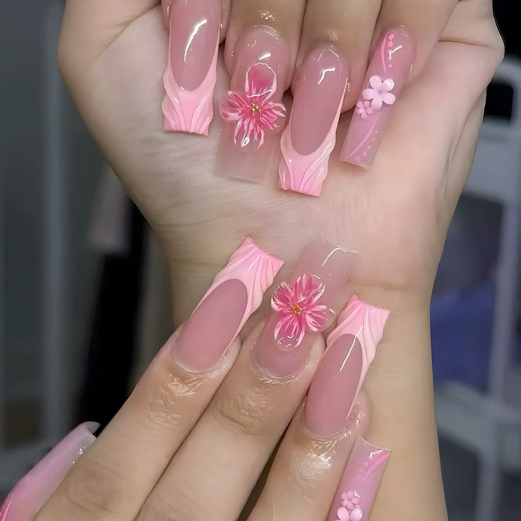 Faux Ongles Longs Bruns N64.Glitter Ballet Wearable, Design Français, Presse Complète sur Nail Ins, Nail Tips Art, 24Pcs