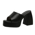 Sandales à plateforme pour femme disponibles en 5 couleurs, chaussons de plage en cuir souple à talon épais, chaussures d’été 2026 à bout carré, escarpins sexy pour femme, parfaits pour les fêtes et les occasions spéciales.