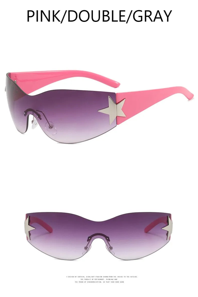 Lunettes de soleil sport punk Y2K de luxe, de marque, de créateur, style masque, monobloc, pour femme, cinq étoiles