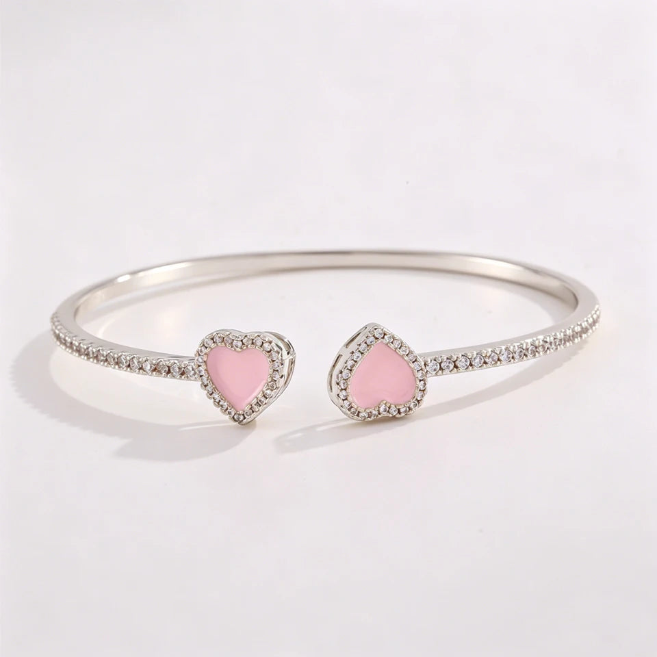 Yupsk – Bracelets empilables en forme de cœur en acrylique rose, 3 pièces/ensemble, pour femmes et filles, bijoux exquis et doux, cadeau