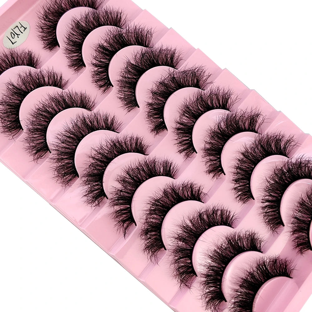 10 paires de vison croisée simulation handmade false cils cils maquillage nude naturel 3D yeux bouclés en désordre