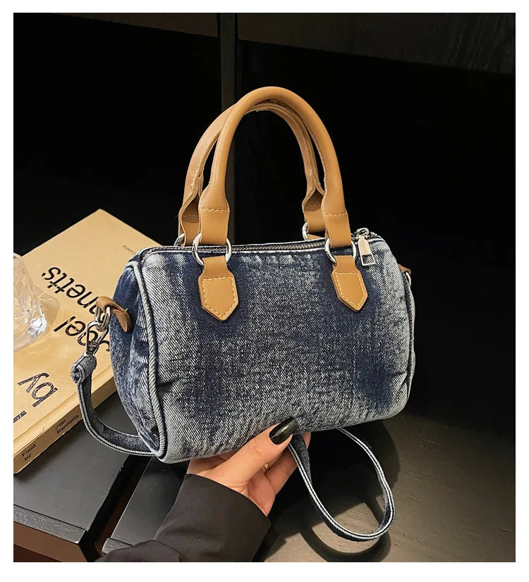 Sac bandoulière classique en jean délavé de haute qualité, sac à main décontracté à porter sous le bras, style coréen, sac de transport pour le quotidien