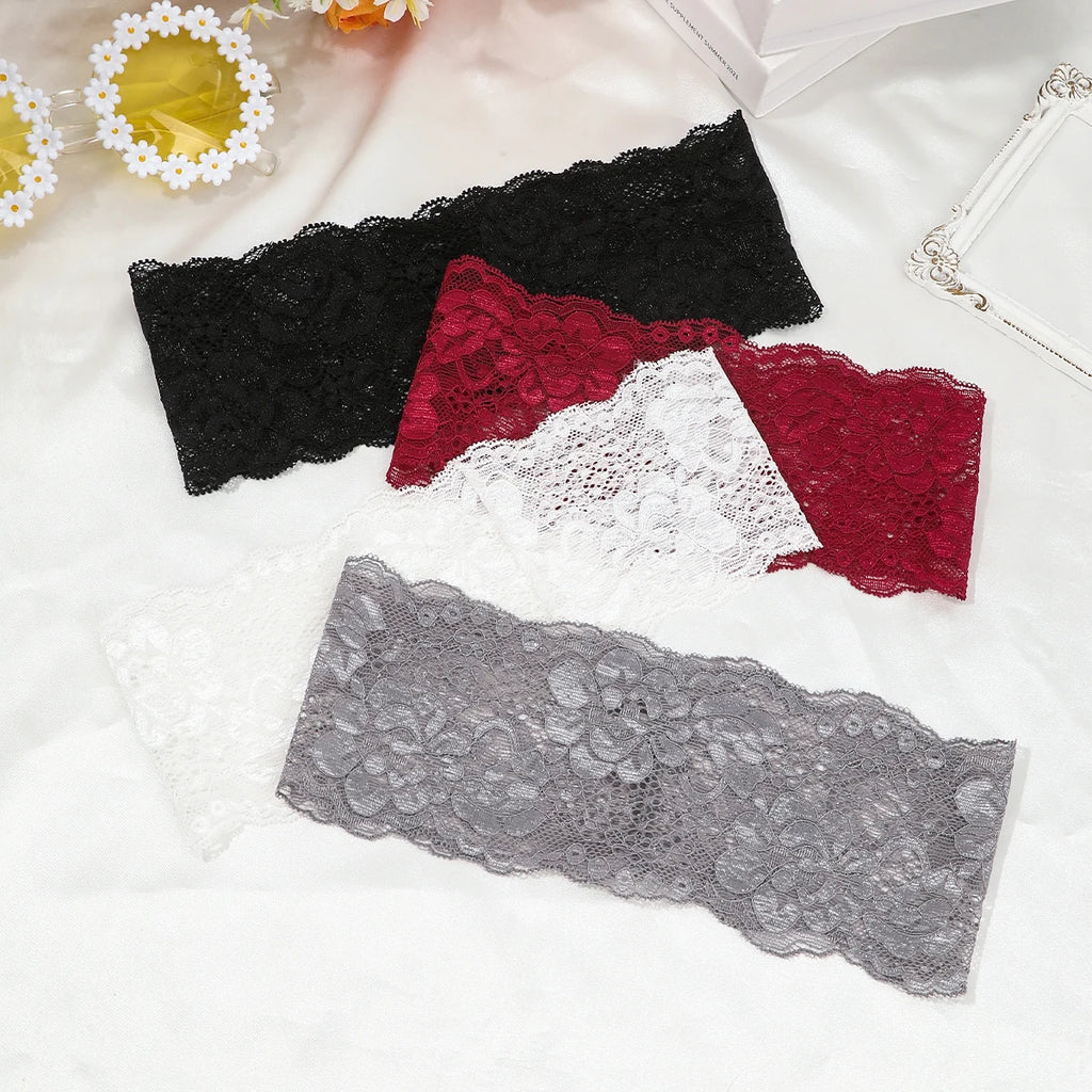 AWAYTR – bandeaux élastiques en dentelle de couleur unie, large nœud en tissu, accessoires pour cheveux pour femmes, couvre-chef de fête