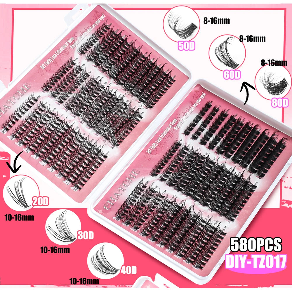 Extensions de cils individuelles, 600 pièces, épaisses et moelleuses, 30D/100D, longueur mixte, bricolage, pour une Application et un retrait faciles