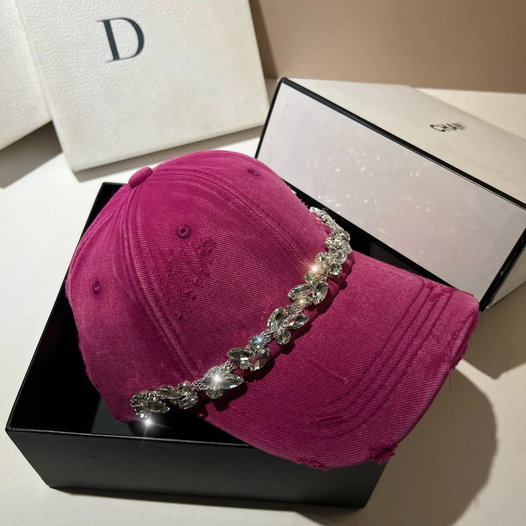Chapeaux de Baseball en strass pour femmes, haute qualité, mode coréenne, extérieur, respirant, confortable, couleur unie, chapeaux de Protection solaire