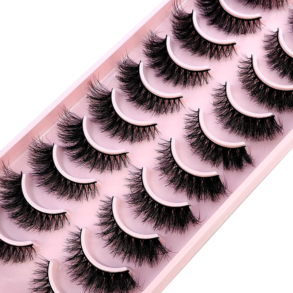 10 paires de vison croisée simulation handmade false cils cils maquillage nude naturel 3D yeux bouclés en désordre