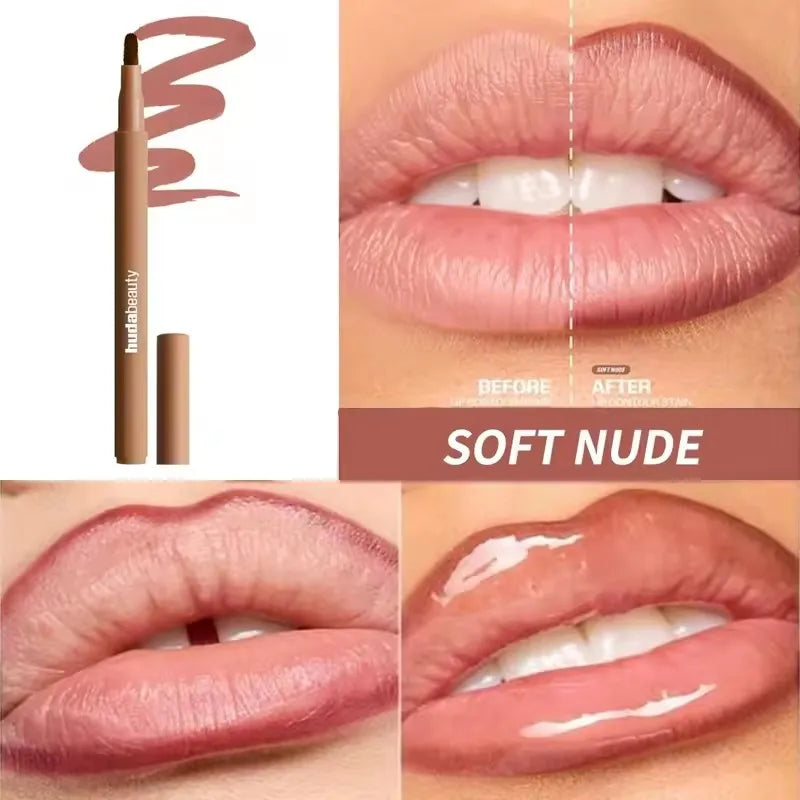 Crayon à lèvres HudaBeauty velours marron, couleur chair, mat, imperméable, tasse antiadhésive, rouge cerise, stylo de Contour des lèvres, maquillage pour femmes