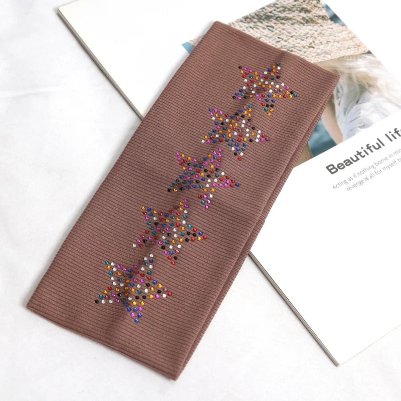 Bandeaux élastiques noirs simples pour filles, accessoires de cheveux doux et antidérapants, enveloppes de tête étoiles pour femmes, bandeau d'entraînement de Yoga