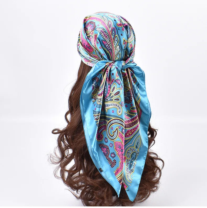 Foulards en soie de haute qualité pour femmes, Hijab carré en Satin, mouchoir uni, châles enveloppants de tête, bandeau féminin, Bandanna islamique