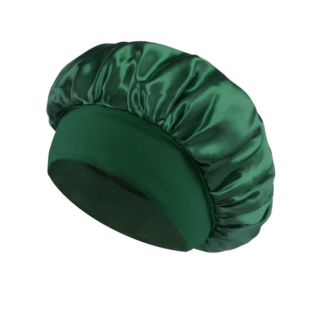 Bonnet en Satin pour femmes, pour dormir, soins capillaires, Bonnets en soie, solide, à larges bords, avec bande élastique souple