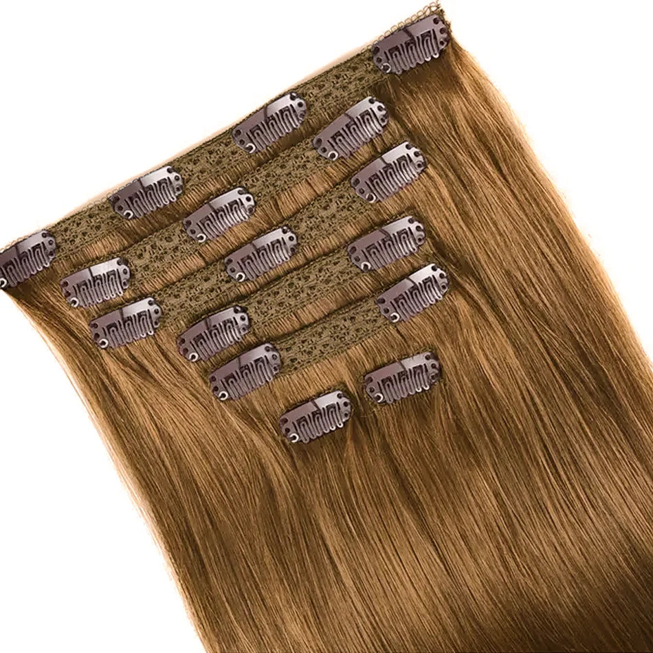 100% vrais cheveux humains blonds Clips dans les Extensions de cheveux paquets naturel noir en vrac blond 613 couleur Piano cheveux brésiliens 30 pouces