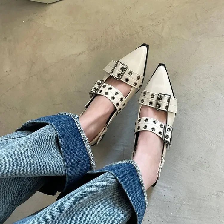 Sandales pour femmes femmes pointu Rivet chaussures simples 2025 été ballerines antidérapantes femmes plate-forme femmes sandales Zapatos De Mujer