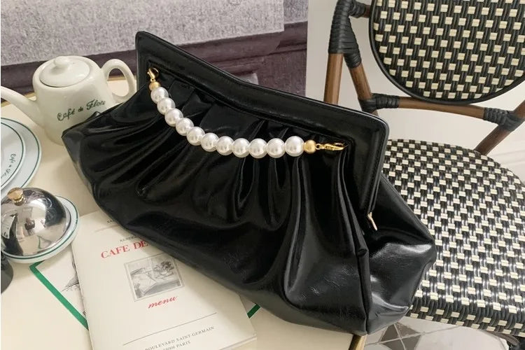 Pochette de Soirée Élégante pour Femme avec Chaîne de Perles, Sac à Main Python, Pochette de Banquet, Sacs à Main pour Dames