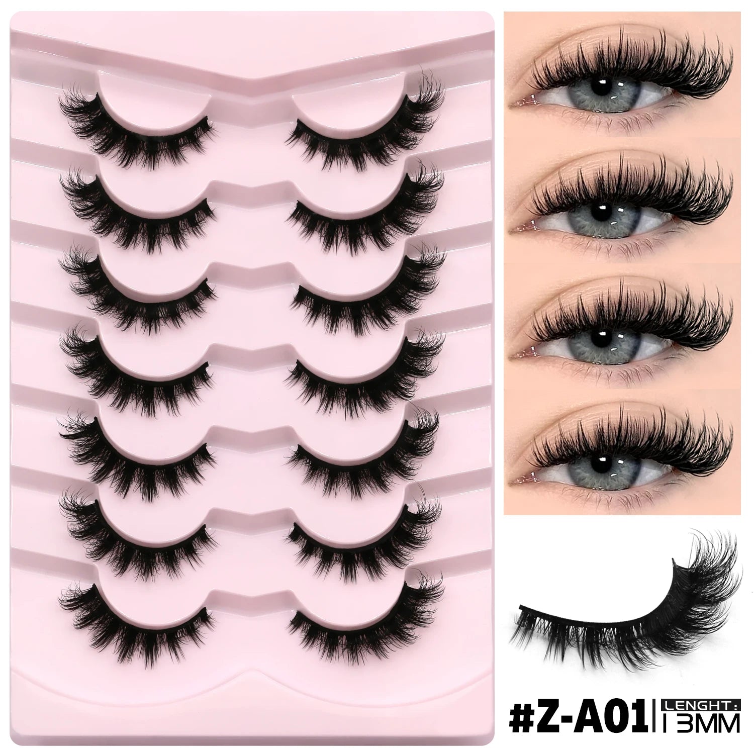Faux cils effet œil de chat, légers et duveteux pour un regard intense et élégant. Bande de cils réutilisable au rendu naturel, idéale pour le maquillage quotidien ou les occasions spéciales