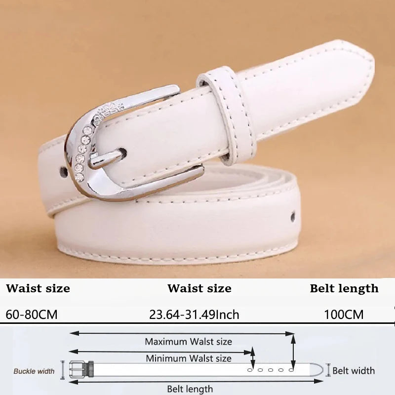 Ceinture pour pantalon femme en cuir PU, tendance, blanche, de haute qualité, style vintage, avec boucle ardillon, DT067