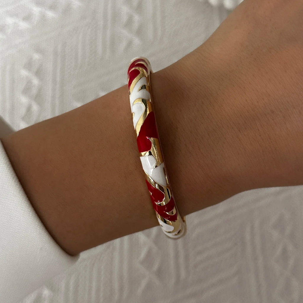 Bracelet élégant en émail goutte d'eau à texture florale pour femme, plaqué or rétro, avec zircon floral et motif œil porte-bonheur, bijou de fête
