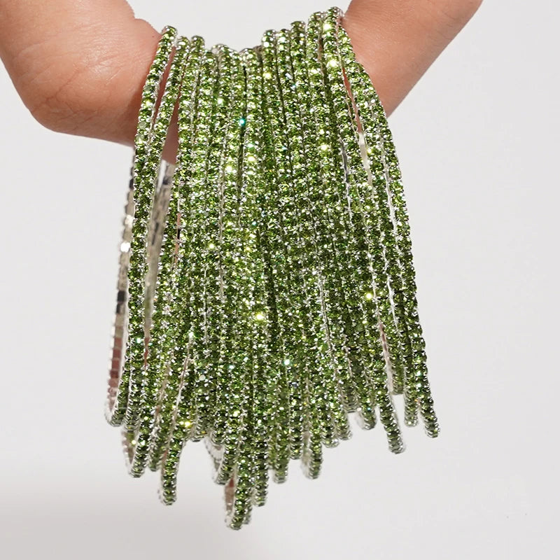 Bracelet élastique en strass et cristal pour femmes, 5 pièces, extensible, empilable, classique, bijoux quotidiens pour femmes