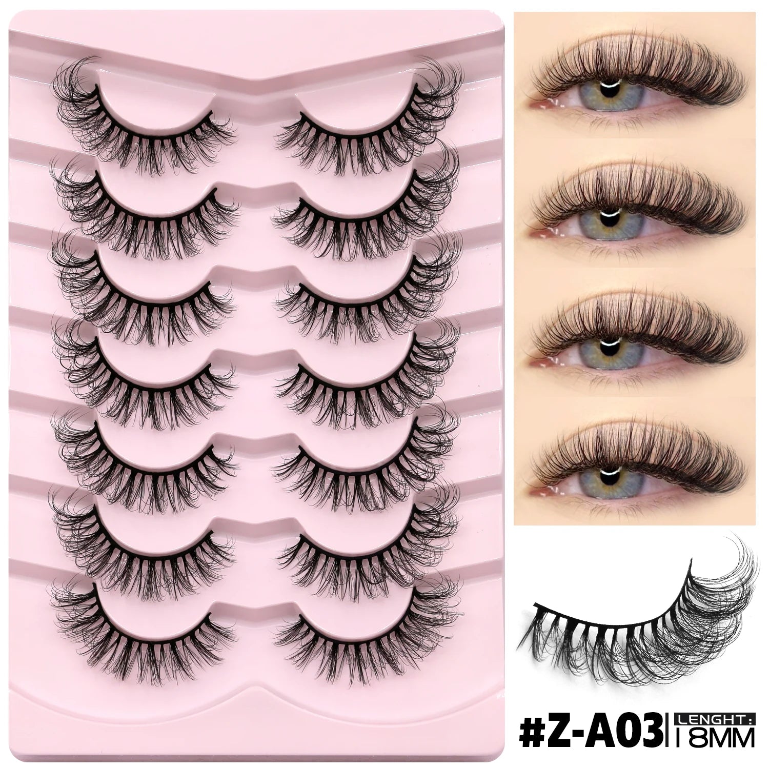 Faux cils effet œil de chat, légers et duveteux pour un regard intense et élégant. Bande de cils réutilisable au rendu naturel, idéale pour le maquillage quotidien ou les occasions spéciales