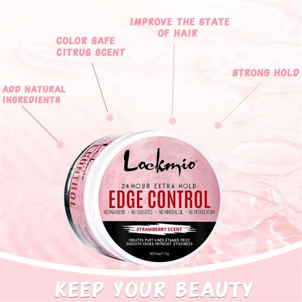Cire coiffante LOCKMIO 4oz pour femmes, gel fixateur pour franges, crème de finition pour cheveux naturels 4C et perruques, pommade coiffante pour la ligne des cheveux