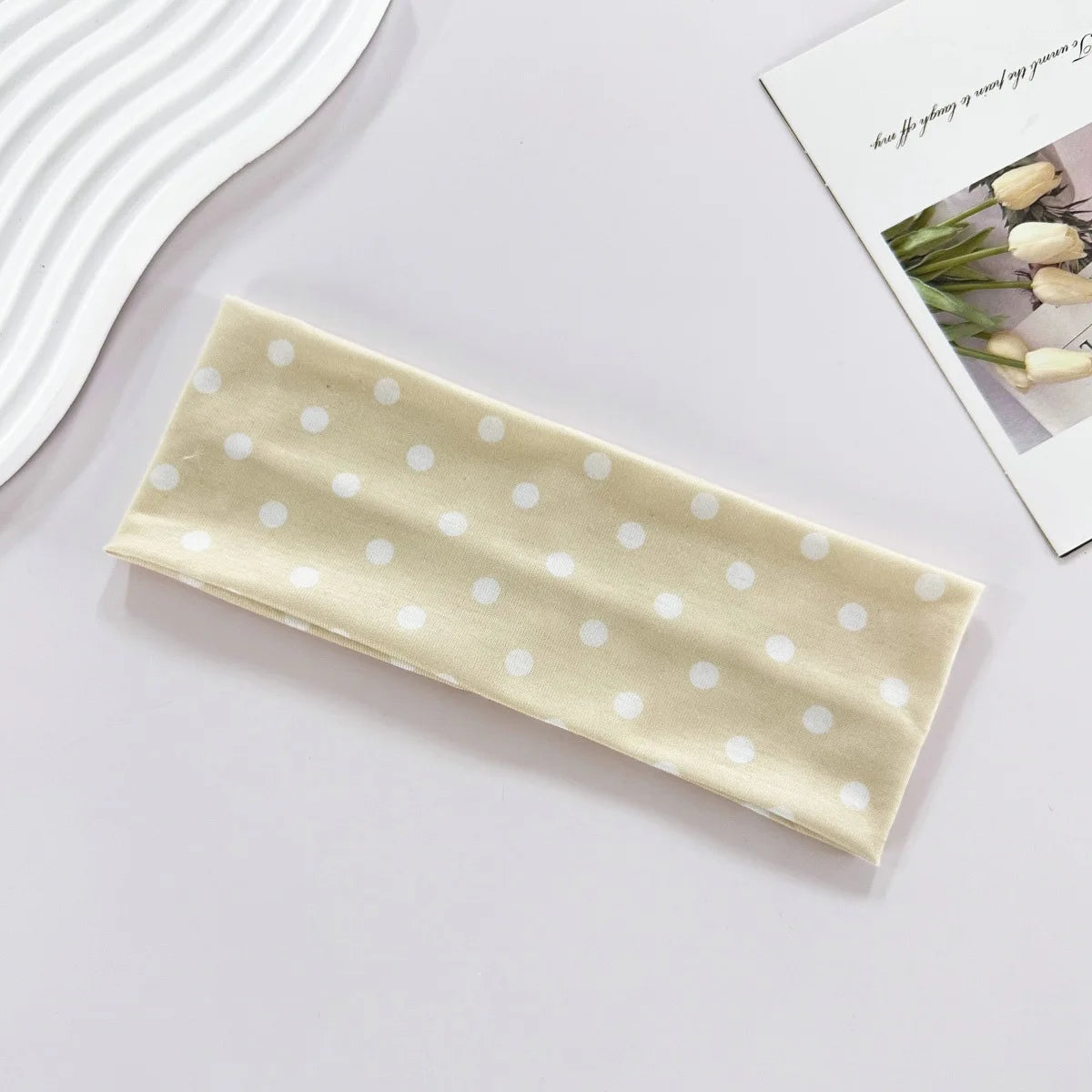 1 bandeau élastique à pois pour le yoga – Bandeau de maquillage à motif de points tendance, bandeau absorbant la transpiration pour le sport et le fitness